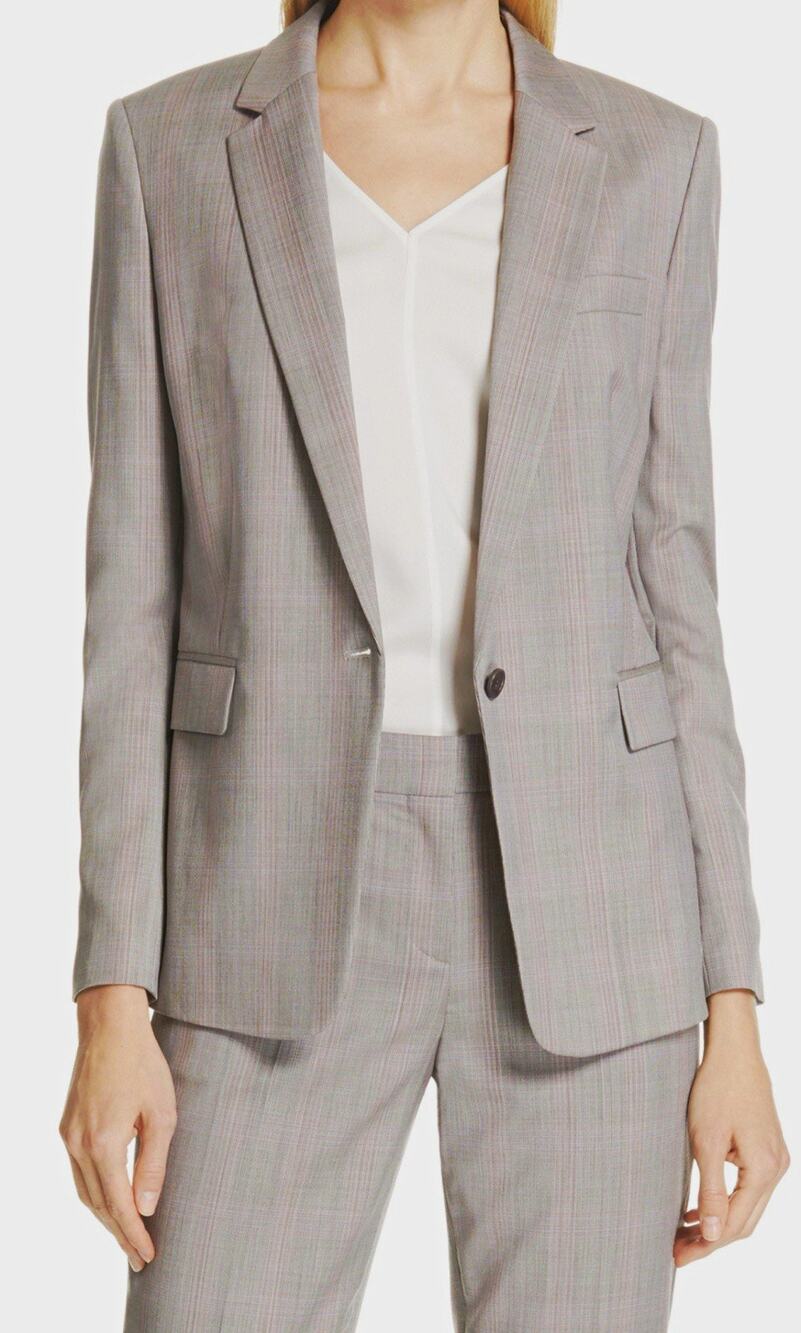 BOSS Hugo Boss Women 4 Italian Virgin Wool Pinstripe Pants Suit Blazer Designer